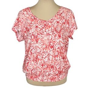 Dress Barn Pink Floral V-neck Top, Women's Large